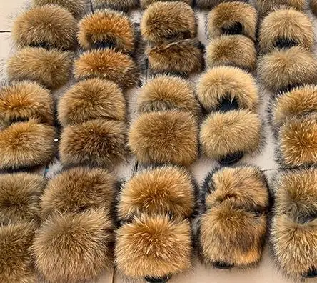 
Fashion summer custom logo soft EVA sole luxury fluffy pink slides furry slipper women 