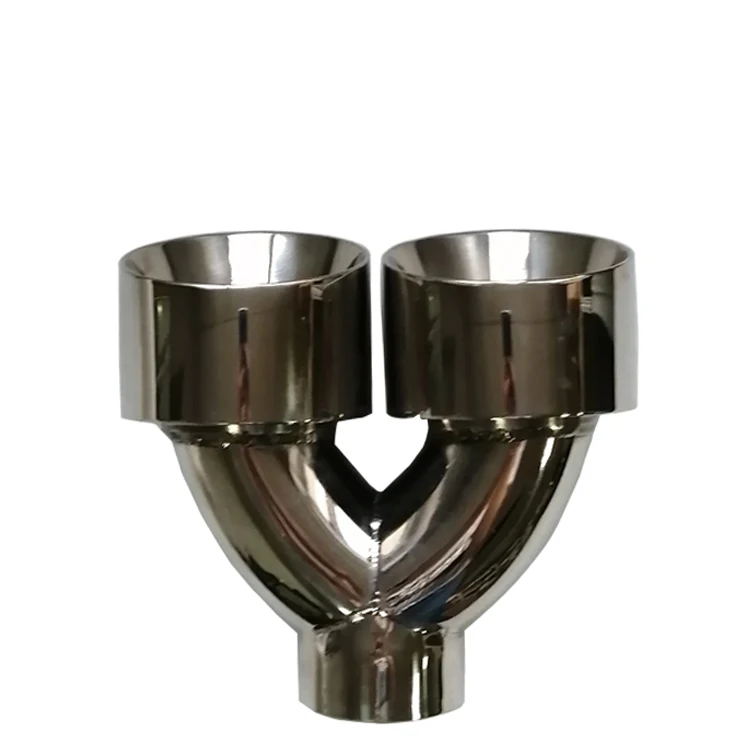 Universal T304 stainless steel Mirror Polished Double Layer 2.5 inch inlet 4.0 inch outlet exhaust silencer muffler tip tailpipe