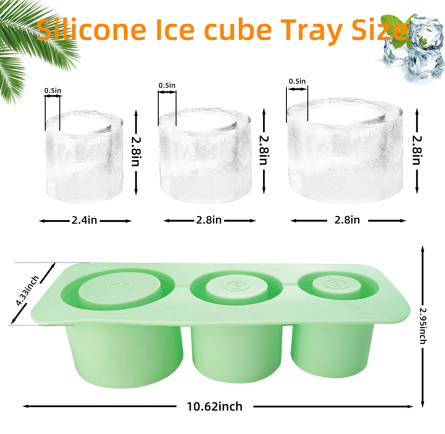 Factory Price Reusable Silicone Ice Hollow Cylinder Tray Mold Big Ice Cube Maker Mold for Stanley Beer Cup Accessories