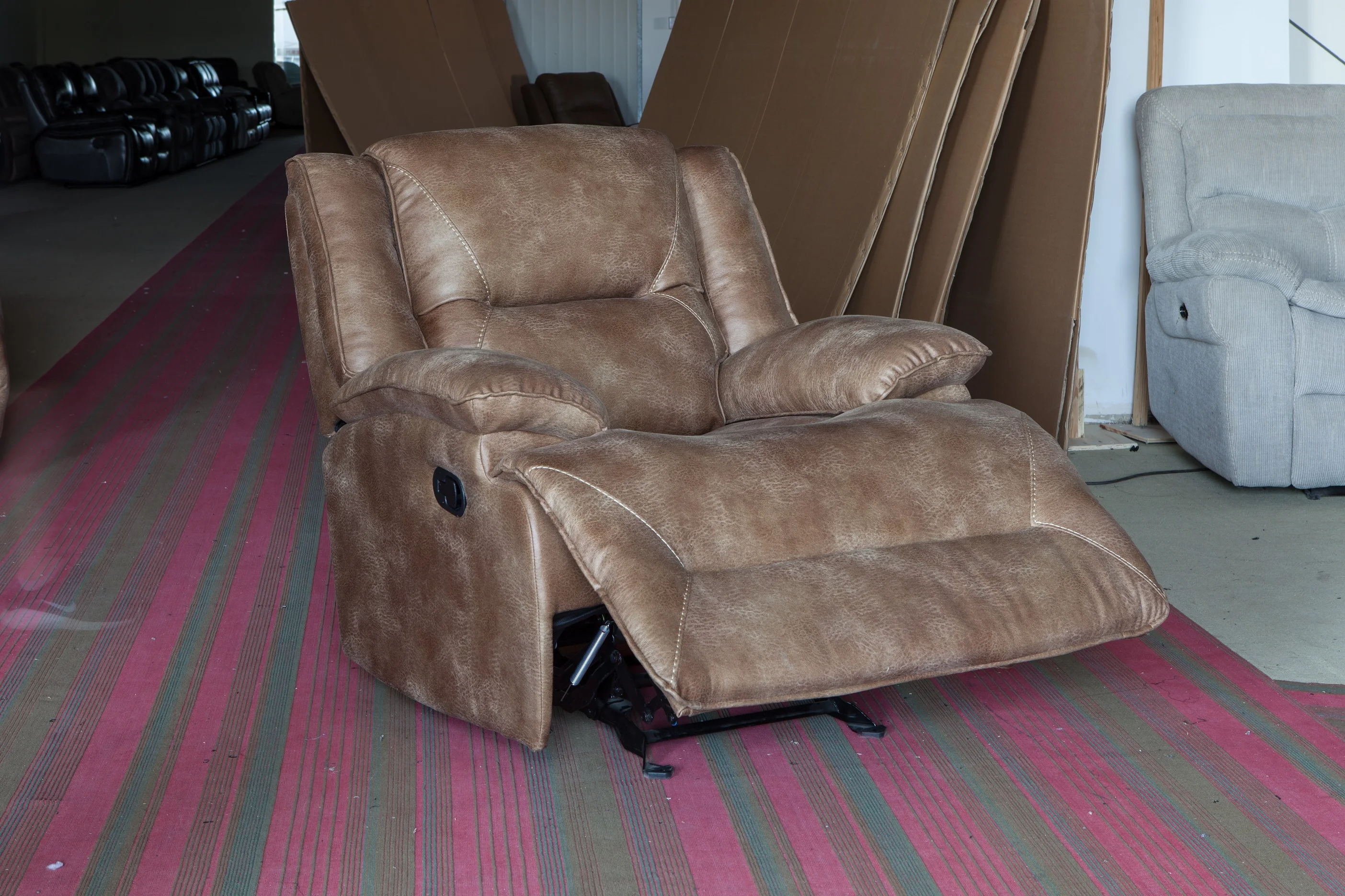 Modern manual living room leather sofa recliner chair