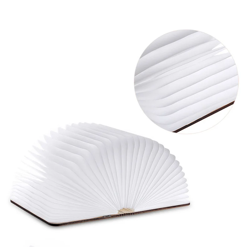 Wooden Book Light,Novelty Folding Book Lamp Folding Night Light USB Rechargeable Wooden Table Lamp