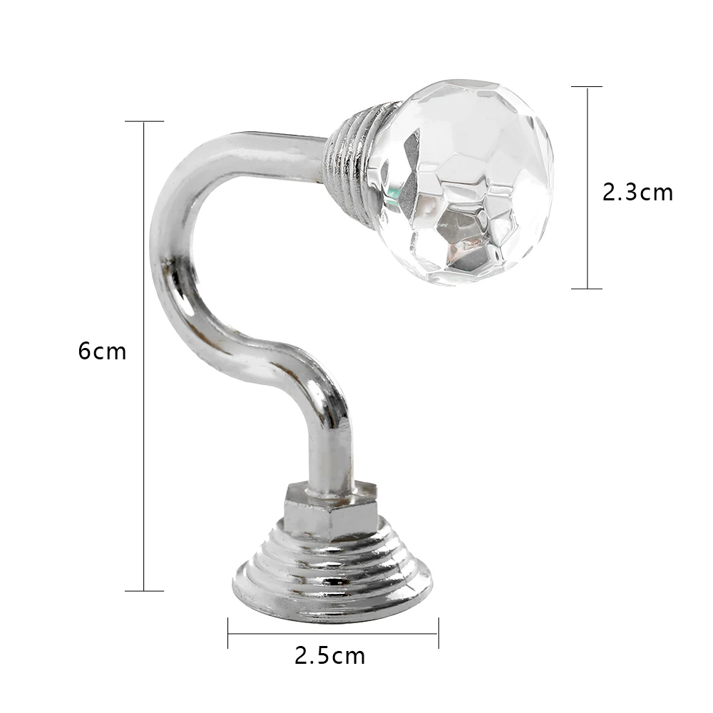 2pcs Retro Crystal Glass Curtain Holdback Hooks Wall Curtain Accessories Hanger metal hook