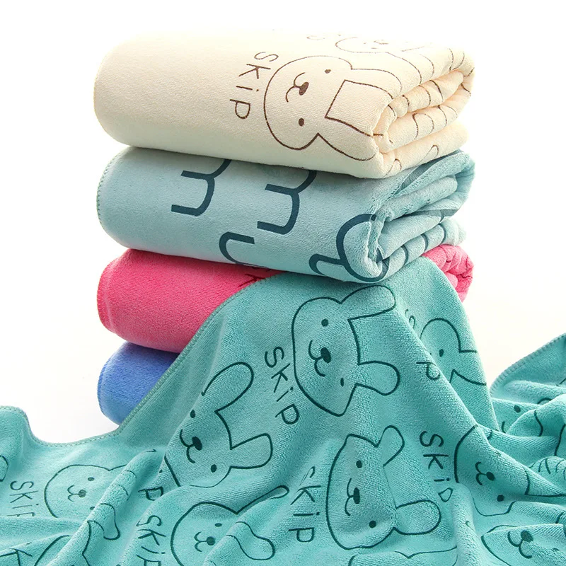 wholesale kids microfiber beach towel overlocked rabbit printed bath towel