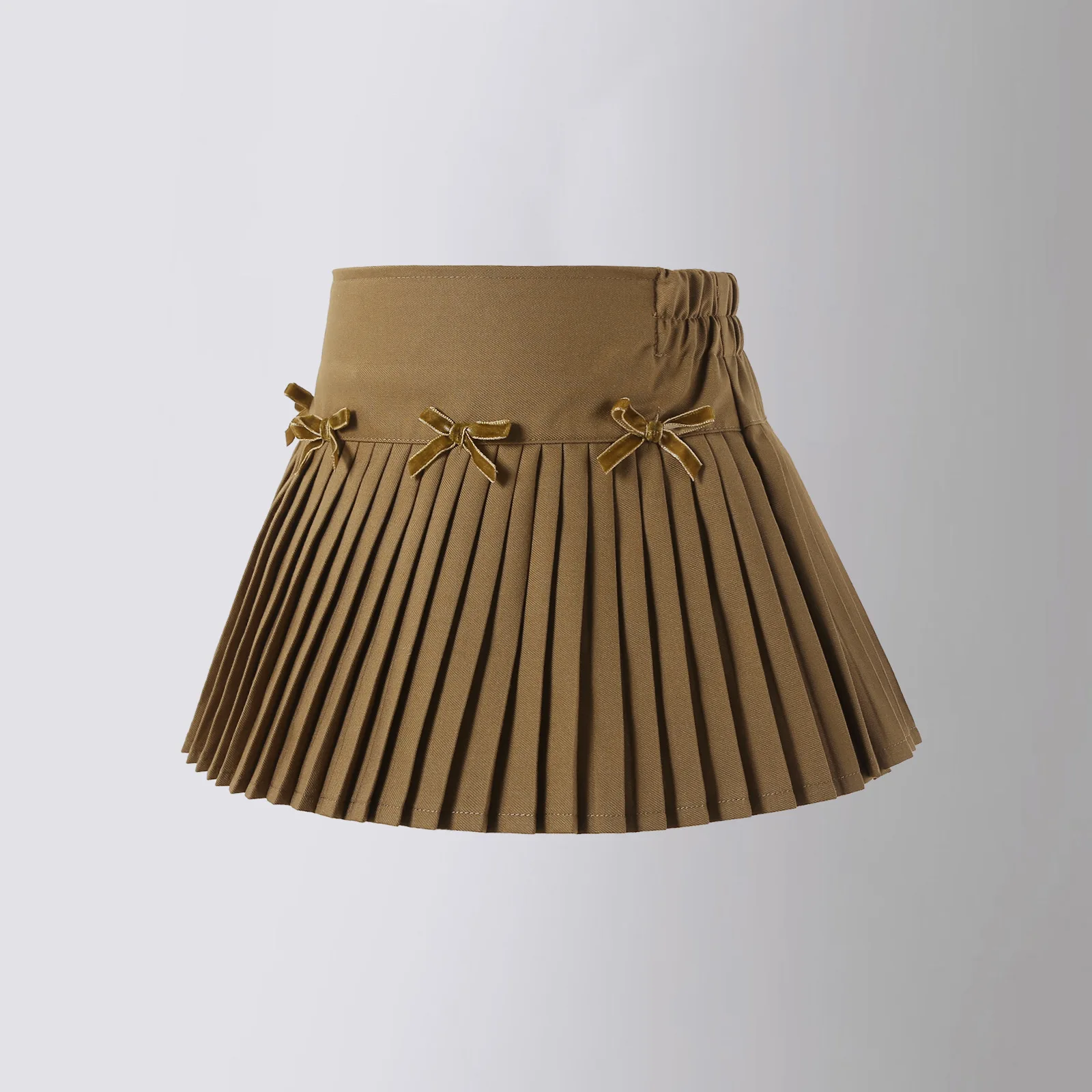 2024 New Toddler to Teenager Girls Brown Gray Black Pleated Skirt 3-9 Years