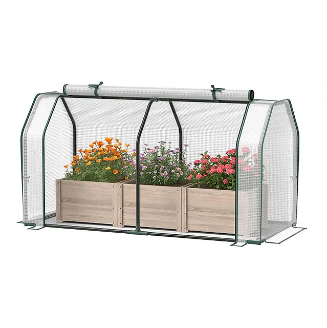 2023 Direct manufacturers Mini Portable Greenhouse for Raised Garden Bed tough PE grid cover zipper door