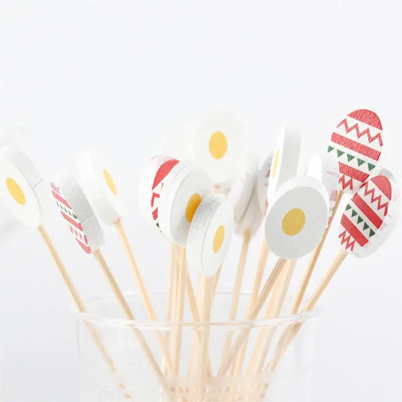 Disposable Fruit Sticks Cute Egg Creative Skewer Drinks Snacks Sushi Cakes Hamburger Sticks Art skewer