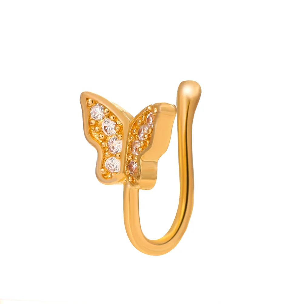 Piercing Jewelry Butterfly Non-pierced Nose Clip Copper Inlaid Zircon U-shaped Nose ring
