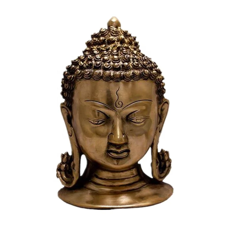 Religious Stone Buddhist Monk Sculpture Metal Statue Buddha Head Statue