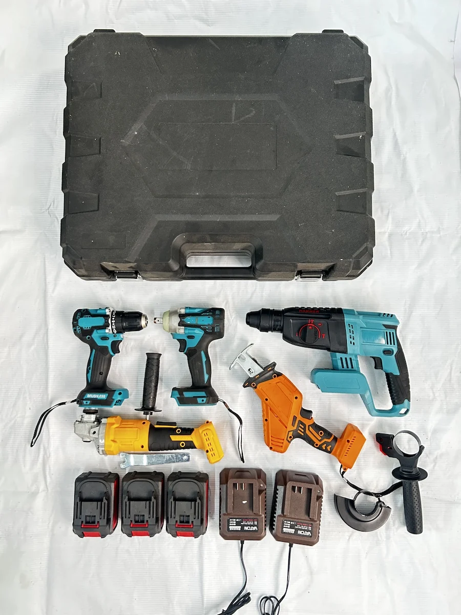 High Quality Factory Made Combo Power Tools 5 Kits Tool Set Cordless Impact Wrench Angle Grinder Hammer Drill Set