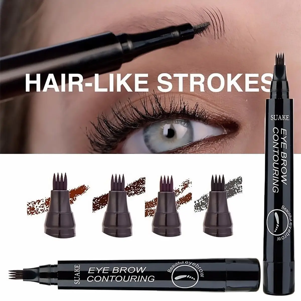3D Microblading Eyebrow Pen Waterproof Fork Tip Eyebrow Tattoo Pencil Long Lasting Professional Fine Sketch Liquid Eye Brow Pen