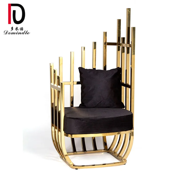 gold plated stainless steel frame velvet seat cushion wedding sofa chair
