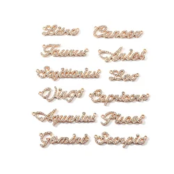 Personalised 12 Horoscope Dainty Women Stainless Steel Multi Layer Zircon Zodiac Sign Necklace Gold Plated Snake Chain Necklace