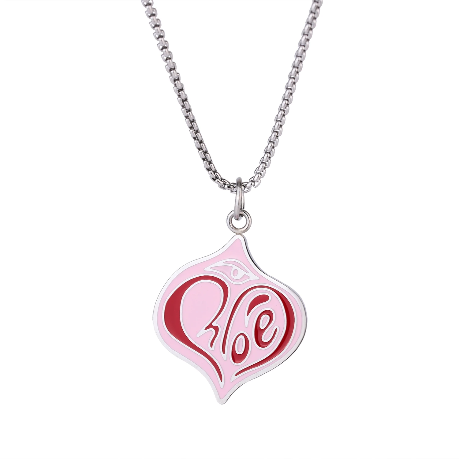 Lovely heart красивые глаза Любовь Эмаль ожерелье подвеска цвета: золотистый серебристый разноцветной эмалью капли масла из нержавеющей стали ювелирные изделия для мужчин женщин и детей;