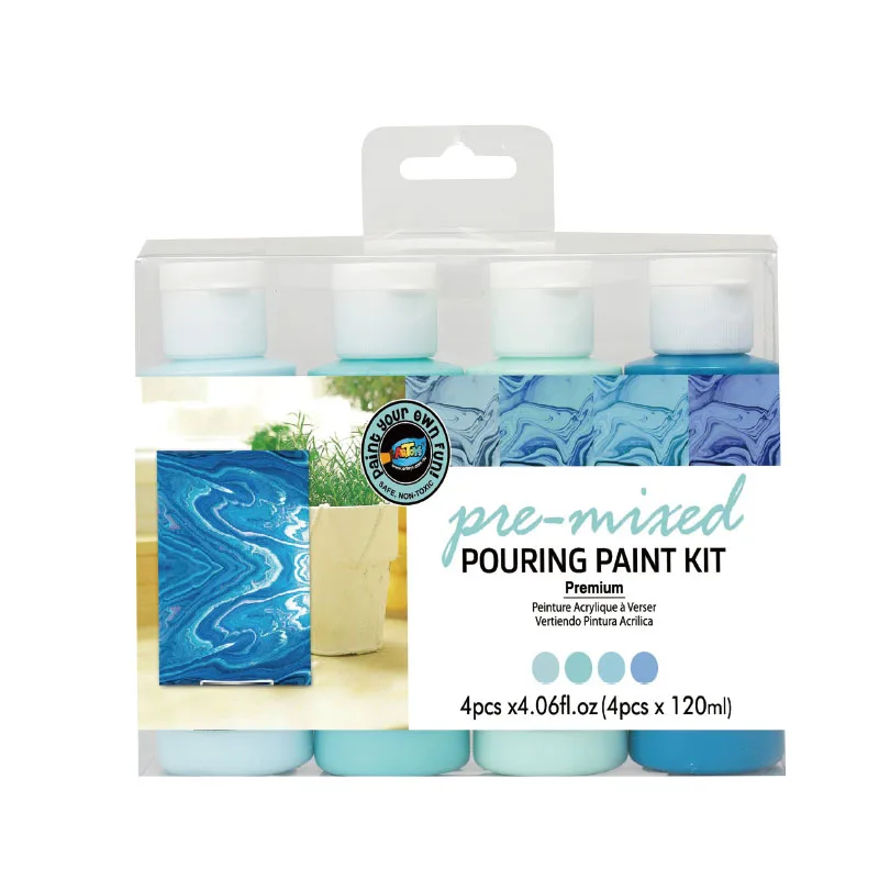 Wholesale Bottled 120ml DIY Pre-mixed Fluid Acrylic Pouring Paint for Canvas