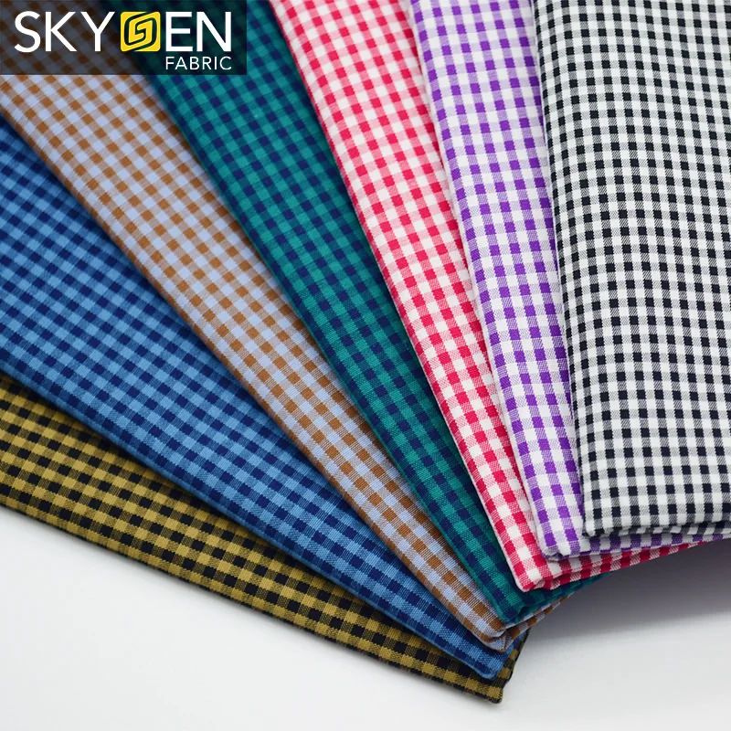 Popular Skygen soft cotton check woven fashion design fabric for shirting