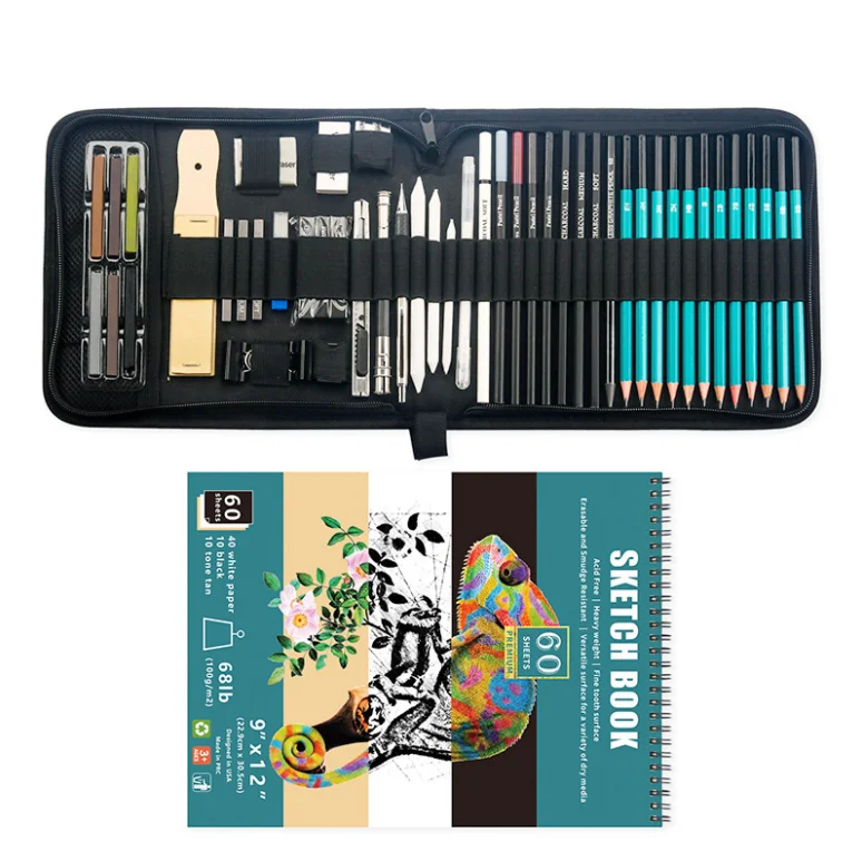 50pcs Sketch Lead Tool Set High-gloss Metal Pen Carbon Pen Painting Art Sketch Pencil Set Art Supplies Gift