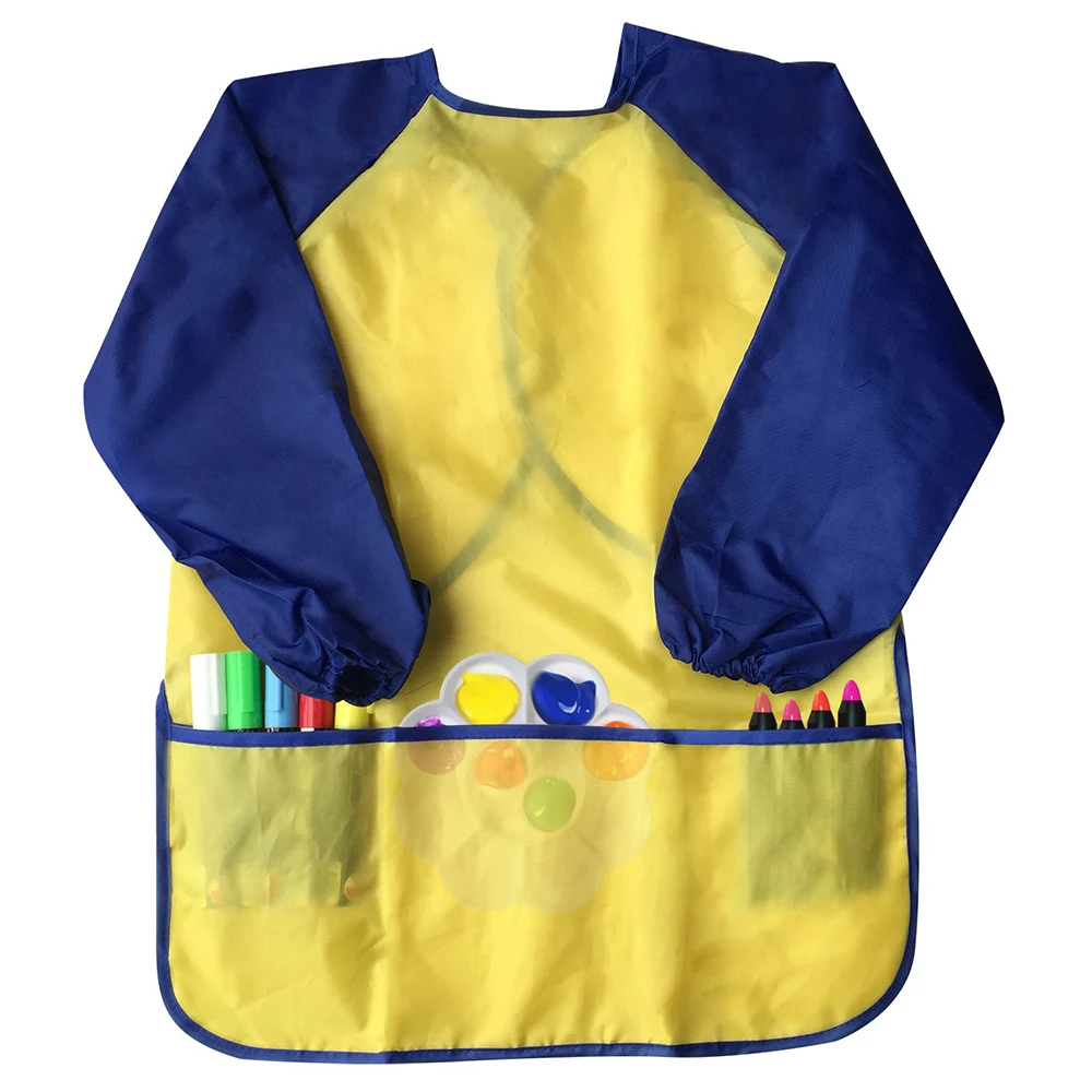Kids Aprons for Painting Toddler Children Painting Apron Long Sleeve Waterproof Art Smock with 3 Pockets for Daily Activities