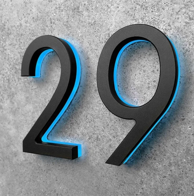 Koncept Illuminated LED Backlit LED Number Large Modern Lighted Metal Signs for Outdoor