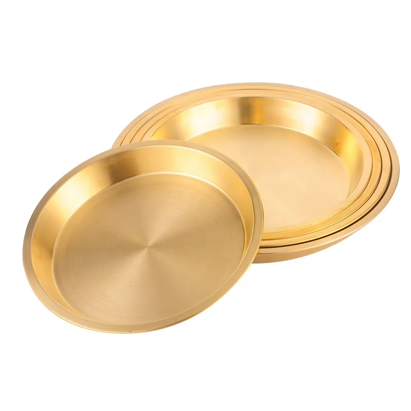High quality luxury metal brass round serving tray