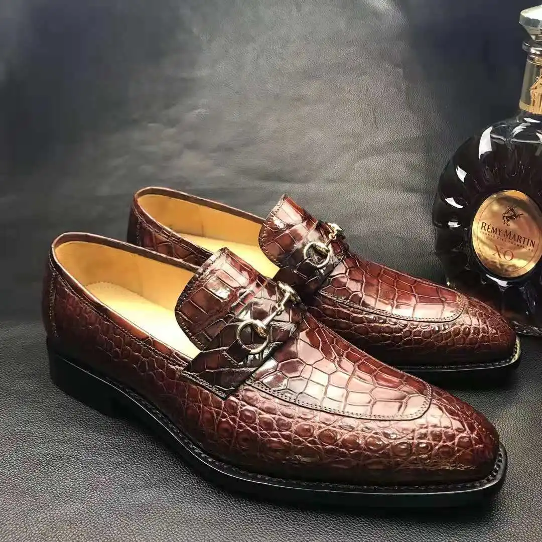 Alligator Shoes Men Genuine Leather Pure Crocodile Skin Casual Shoes For Men Elegant Style Sapato Luxury Loafers Shoes For Men