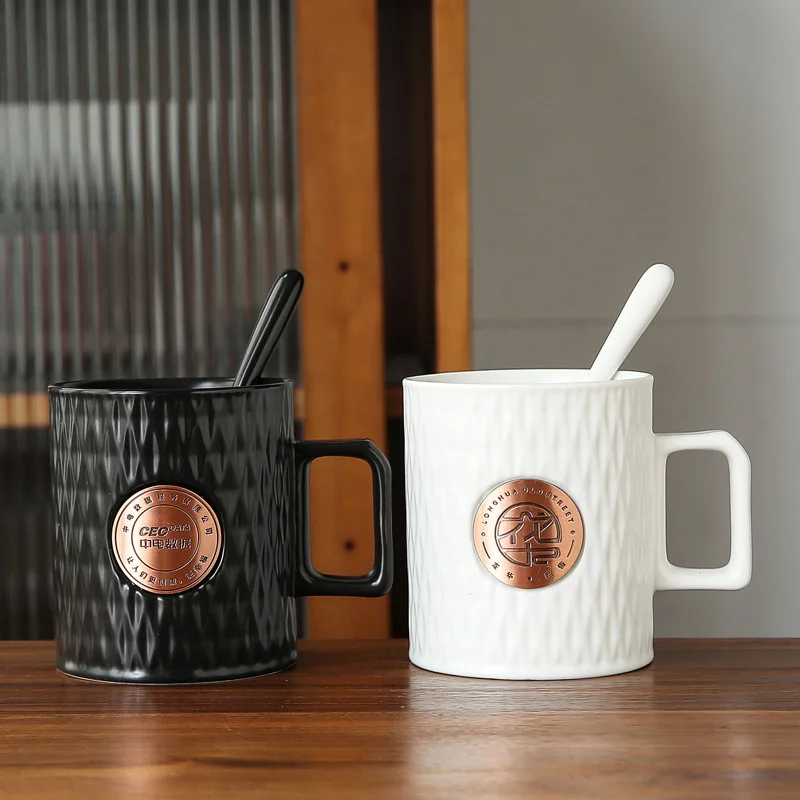 Korea Simba copper seal engraved ceramic mug coffee mug