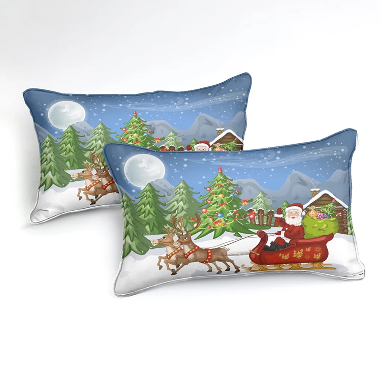 Custom Printed Home Microfiber Adult Bedding Set Christmas Duvet Cover