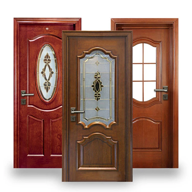 Interior room half glass hdf wooden doors custom made modern indoor decorative frosted glass mdf wood single door