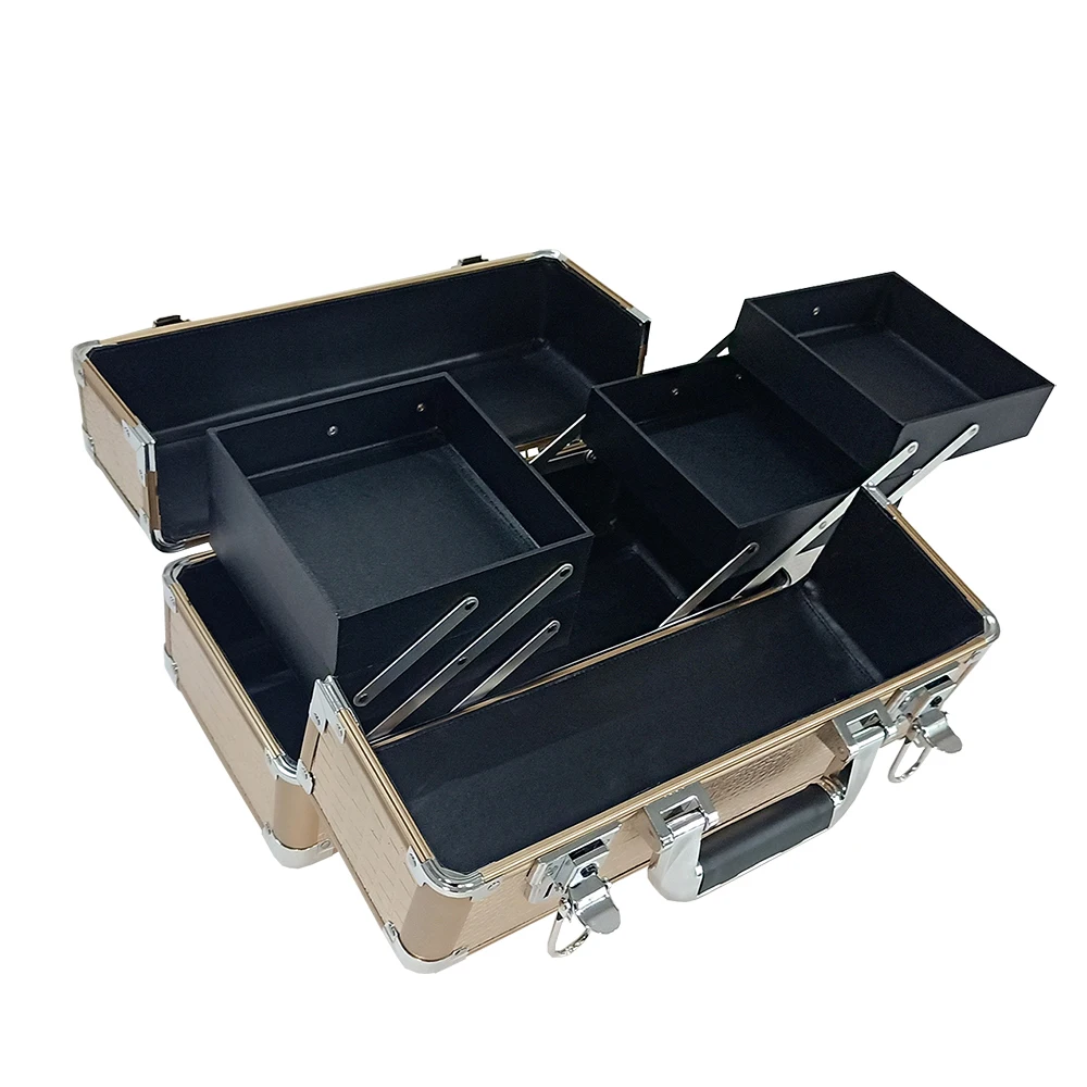 Portable Luxury Aluminum Makeup Case with Alligator