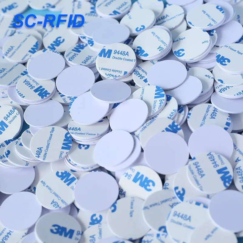Factory Price White PVC RFID Coin Tags 13.56MHz Small Card 25mm Diameter Size Waterproof ISO 14443a access control