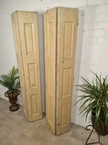 Vintage French Wooden Pine Bi folding Window Door Shutters Screen Room Divider