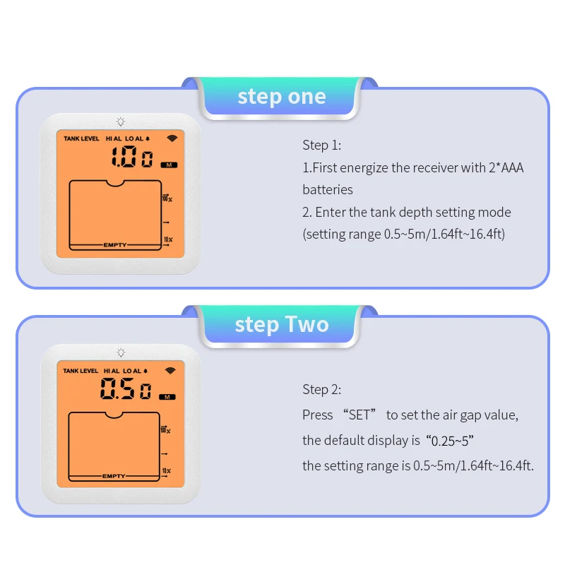 Tank Level Meter Water Reservoir Ultrasonic Wireless Liquid