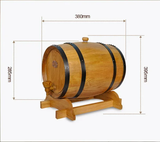 10L Oak Aging Barrel with Stand Bung and Tap without liner Wooden Whiskey Wine Barrel wood for Brewer Distiller Wine Maker