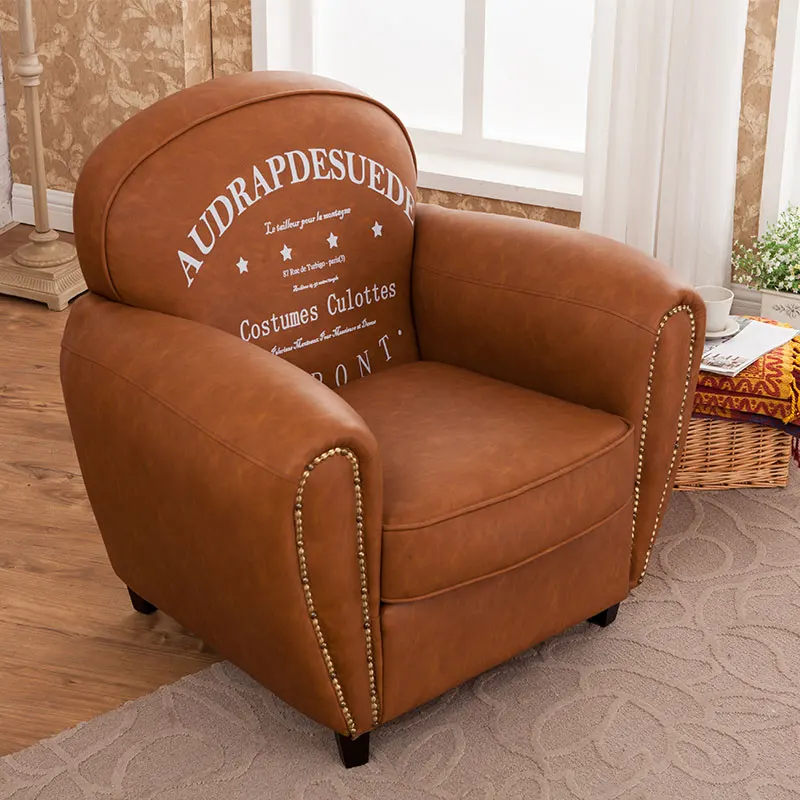 Best selling living room vintage chesterfield furniture retro lounge leather sofa chair with Arm