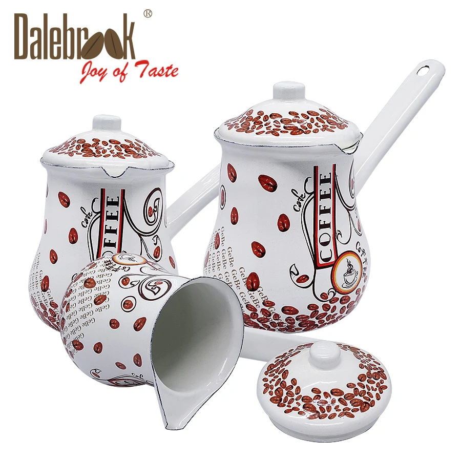 
Dalebrook Turkish Coffee Pot Cup Arabic Coffee Warmer Greek Cezve Ibrik Enamel Ceramic Coffee Warmer Mug Tea Milk Pot Set 