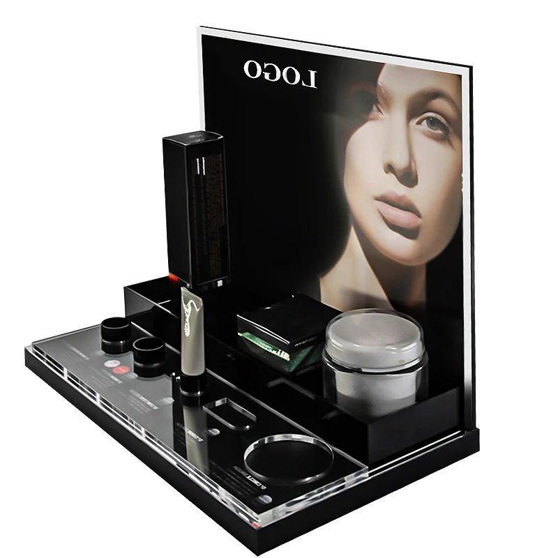 Factory Cheap Price Wholesale Recyclable Black Acrylic Cosmetic Display Rack