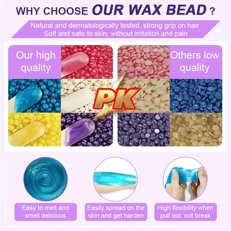 2024 Hot Sale Hard Wax Beads for Hair Removal Natural Gentle Wax for Brazilian Bikini Beginners and Professional Beauty Salon