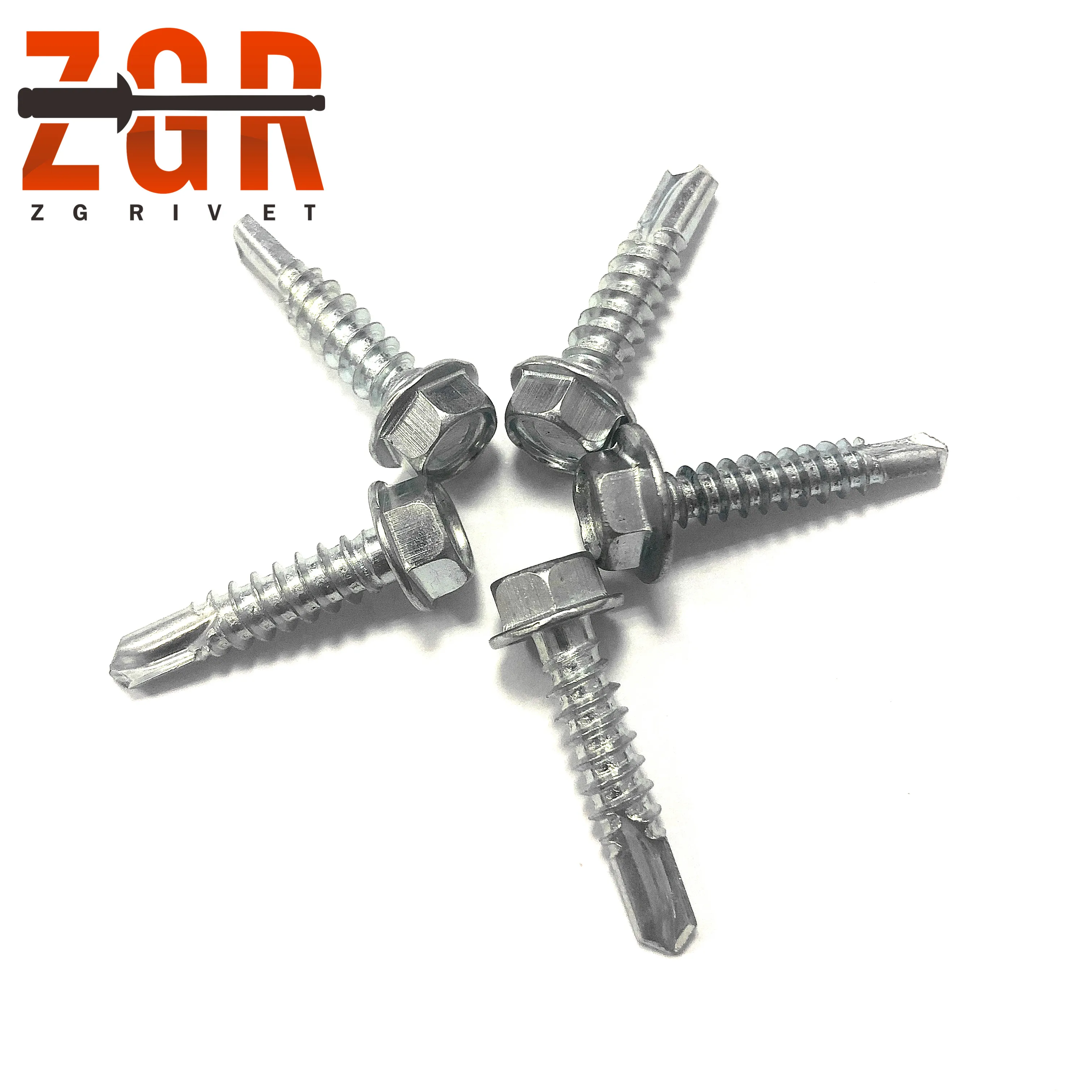 Tianjin Factory No washer Zinc Plated Hex head Stainless Steel Self Drilling Screw Hexagon Roofing Screw