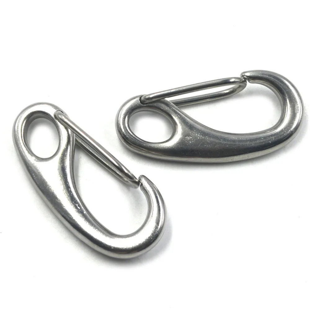 316 Stainless Steel Spring Snap Hooks Clips Silver Multi Use Snap Rope Hook for Keychain Backpack Climbing Hiking Gym
