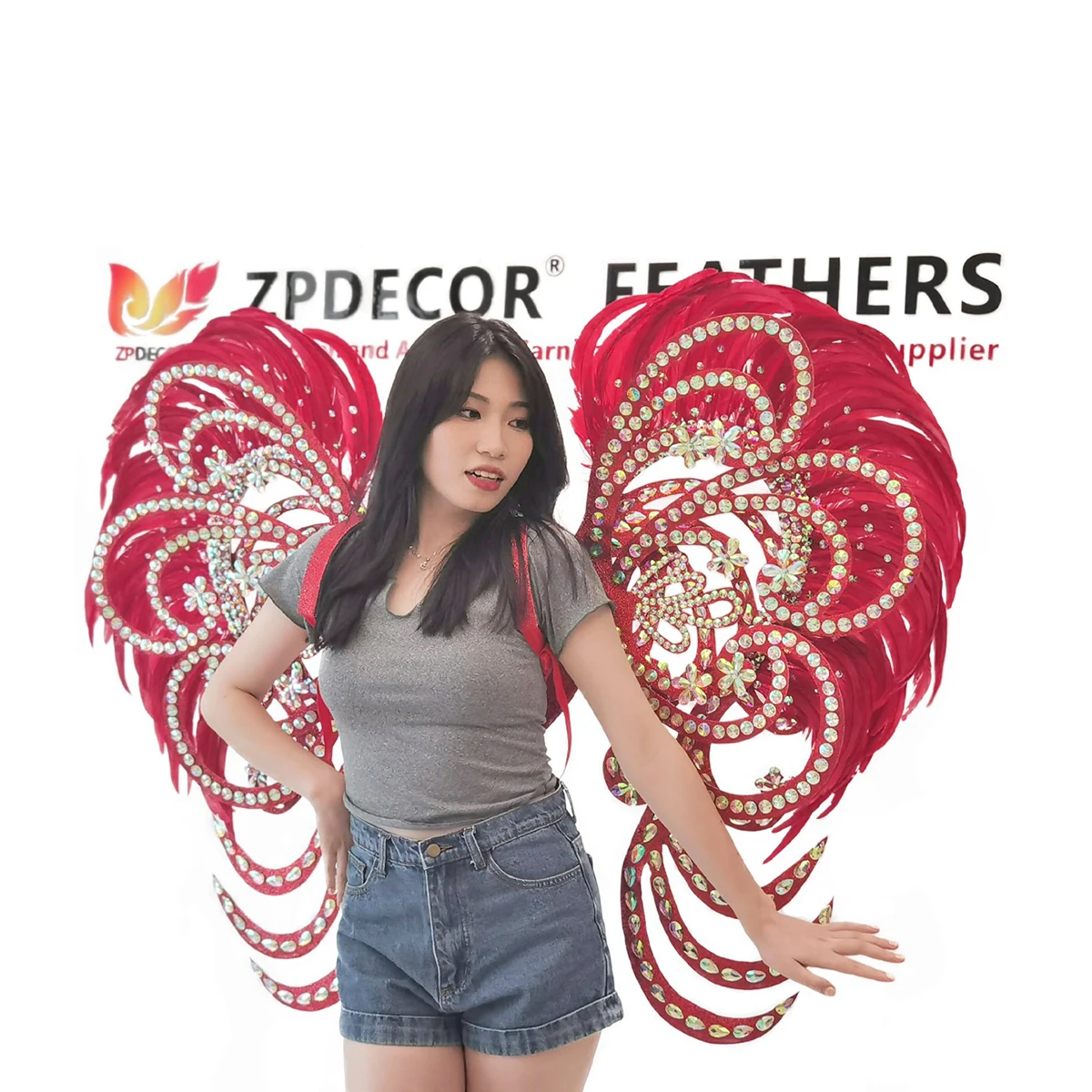 Zpdecor Factory Design Customized Handmade Bahamas Carnival Feather Angel Wing Sets Costumes