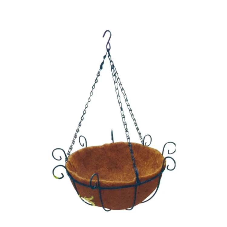 
12/14 inch hot selling hanging basket half round hanging basket flower hanging basket with coco and chain 