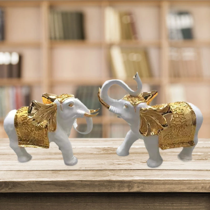 china resin craft figurine  family indoor silver golden fiberglass elephant statues sculpture