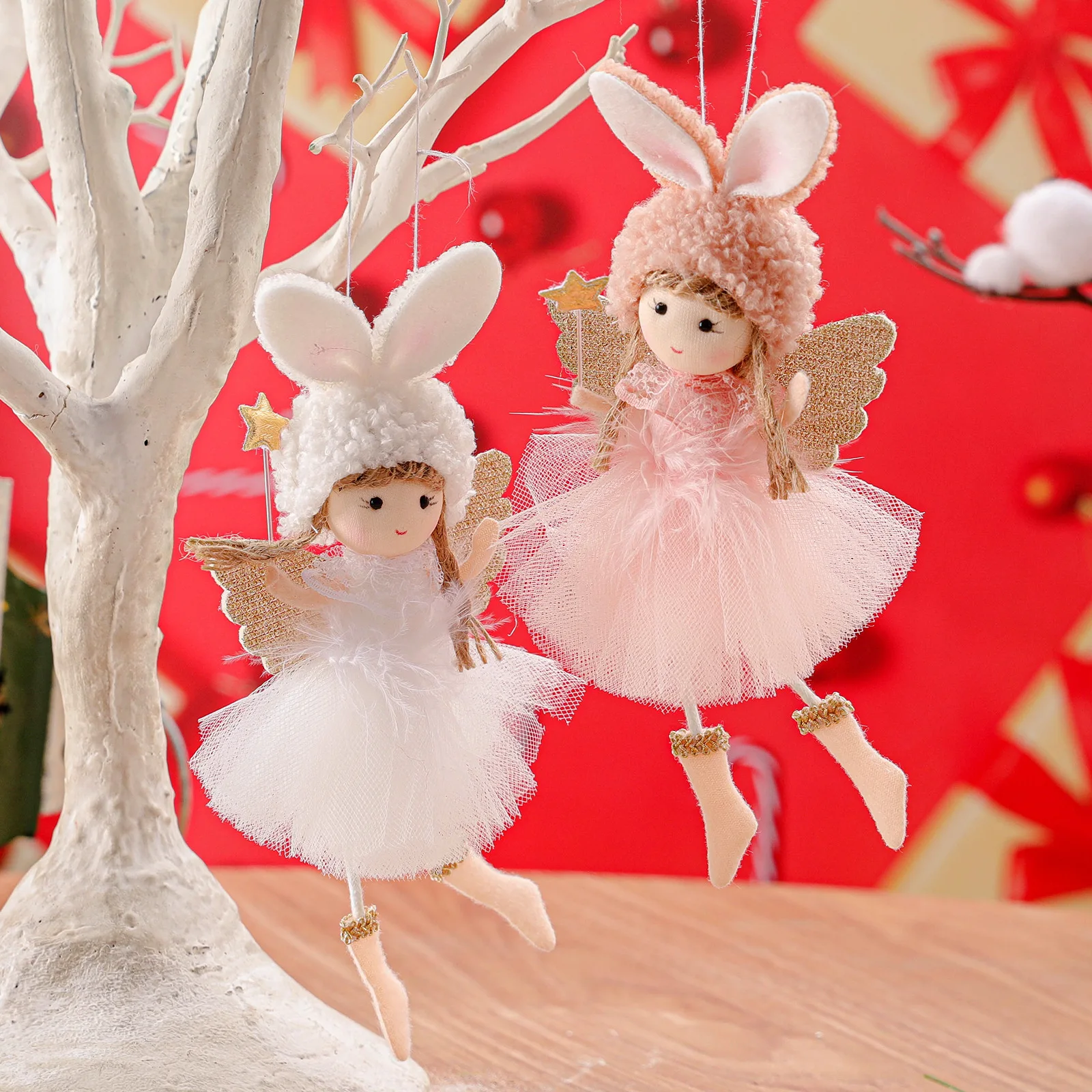 New Xmas Gauze Plush Ballet Girl Christmas Tree Ornaments Christmas Hanging Angel Pendants For Christmas Tree Decor