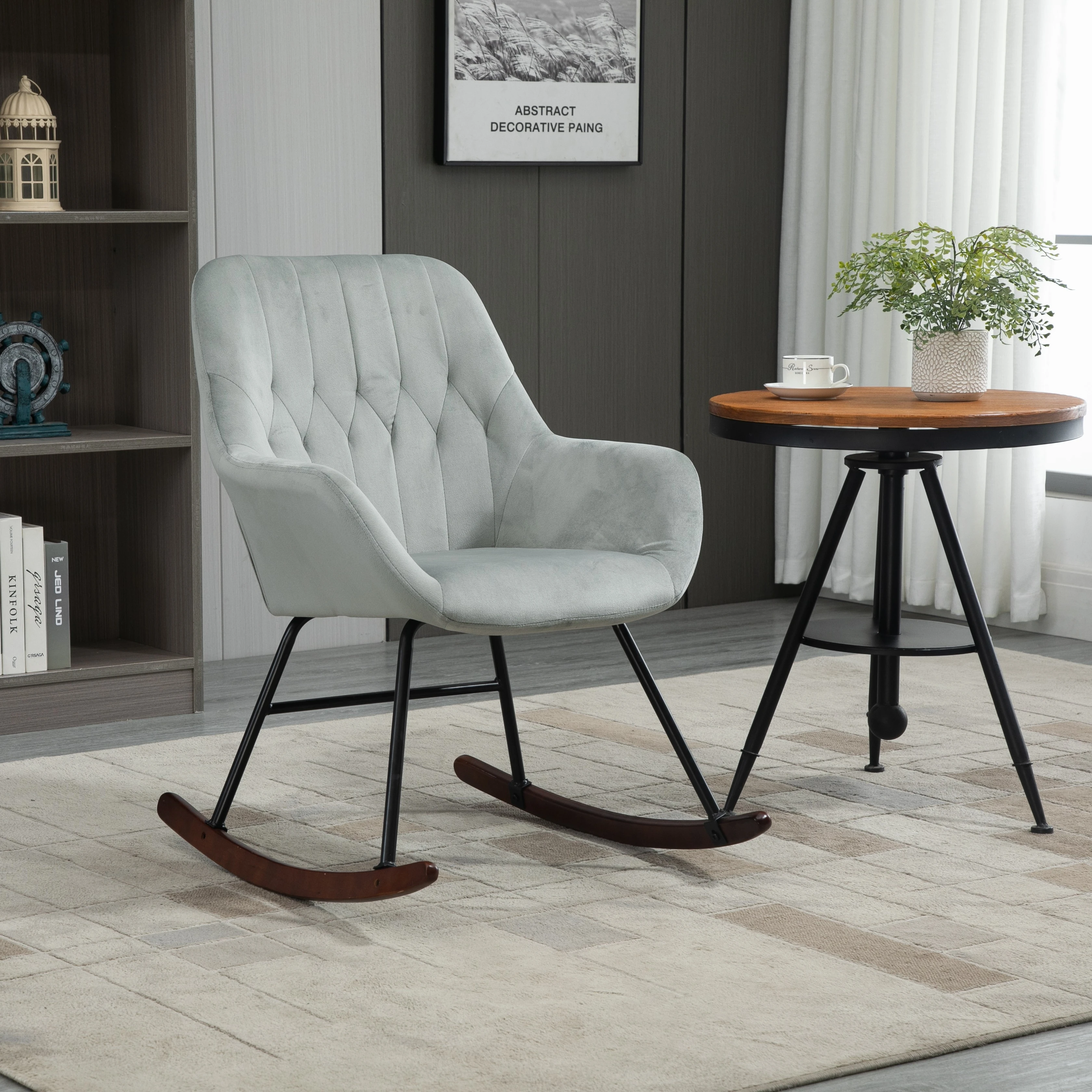 Modern solid wood style original factory straight hair support personalized customized solid wood rocking chair