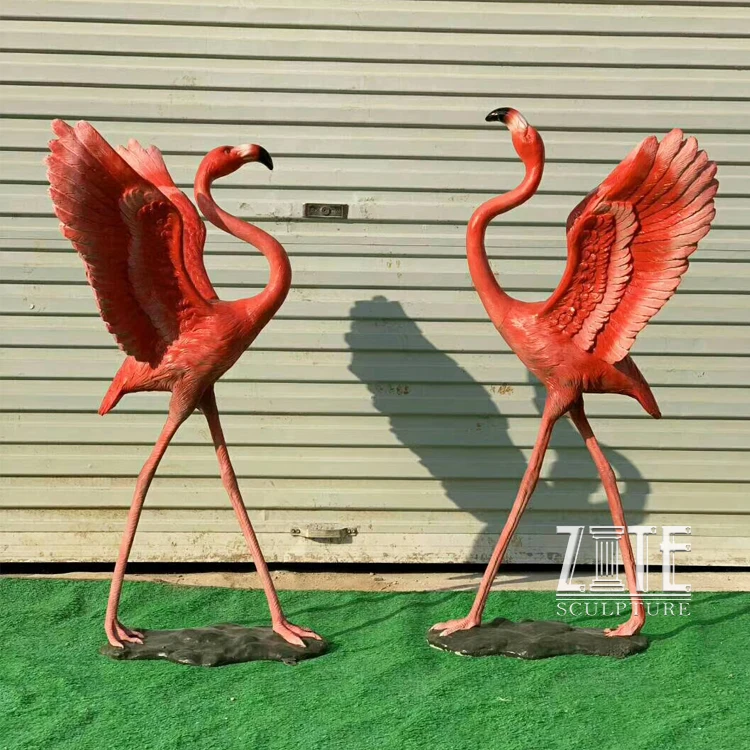 Garden Decoration Fiberglass Animal Sculpture Life Size Resin Flamingo Statue