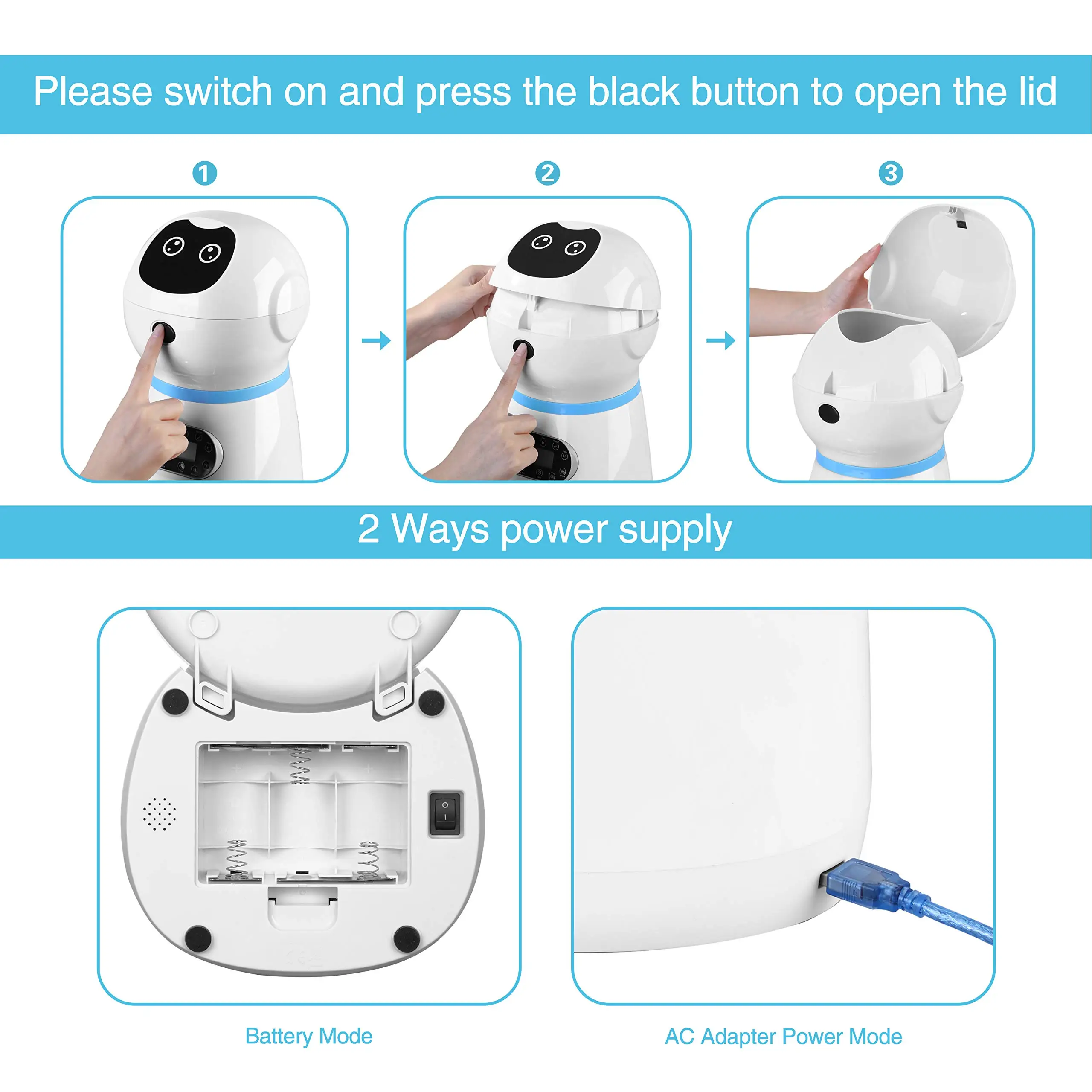 Hot Selling 3.5L Automatic Pet Feeder Robot Design Voice Record Dog Cat Pet Bowls Smart Pet Feeder