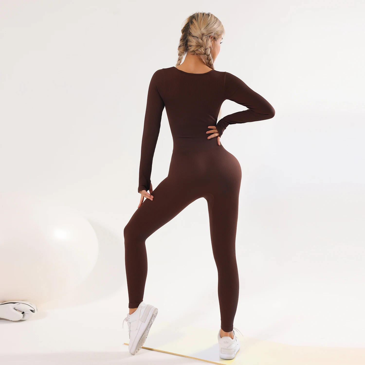 Custom LOGO Modest Workout Spandex Bodycon Rompers Women  Sexy One Piece Yoga Fitness Flare  For Women