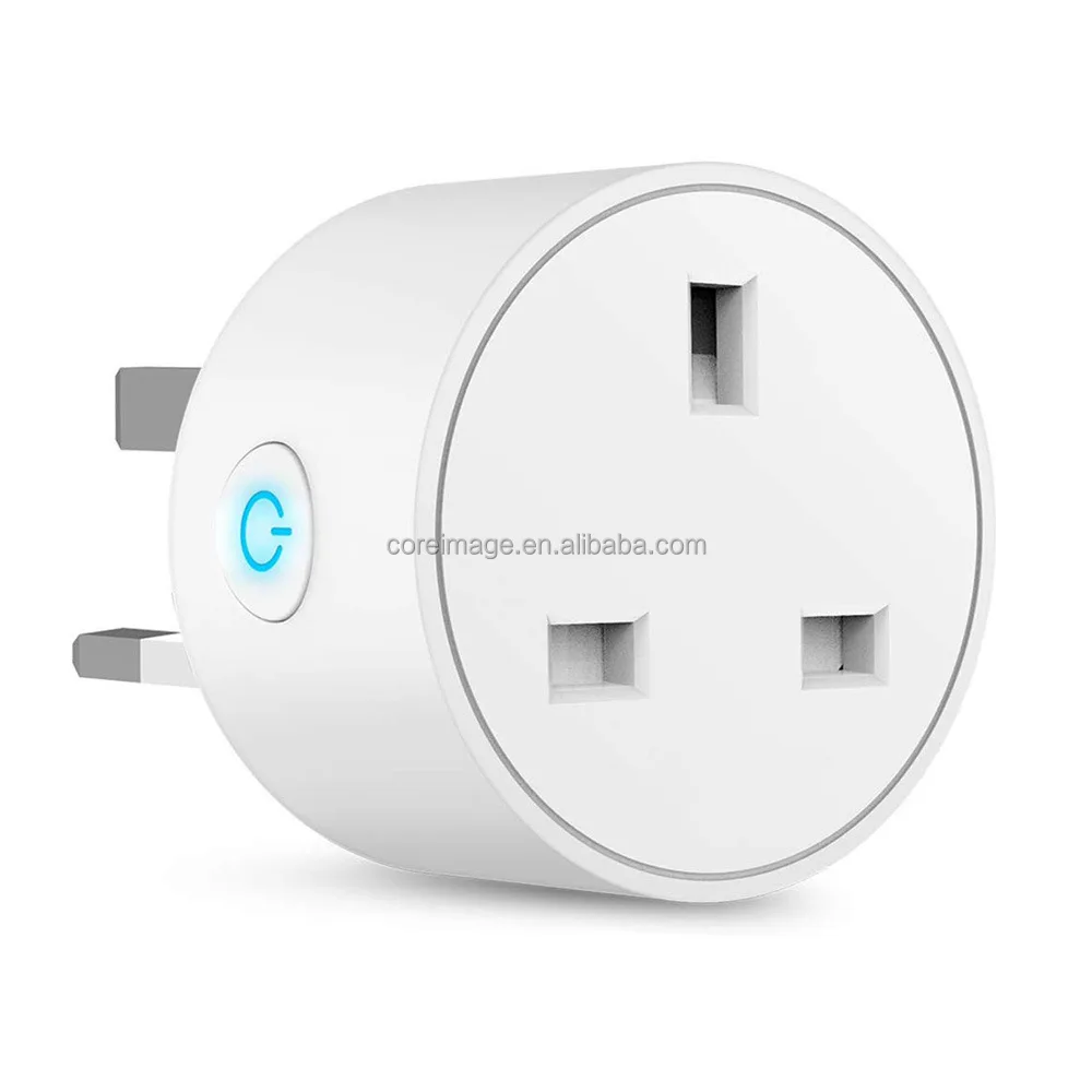 Hot selling tuya smartlife wifi UK 16A smart plug socket with energy monitor app remote and Alexa/google assistant voice control