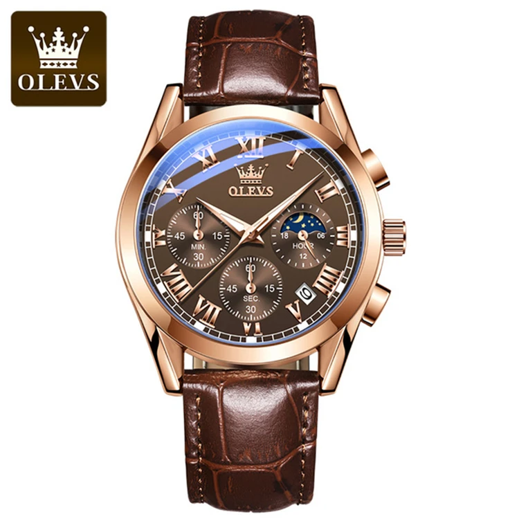 OLEVS watch 2871 Fashion Business Waterproof Quartz Top Brand Luxury Leather Strap Sport Clock Male wrist