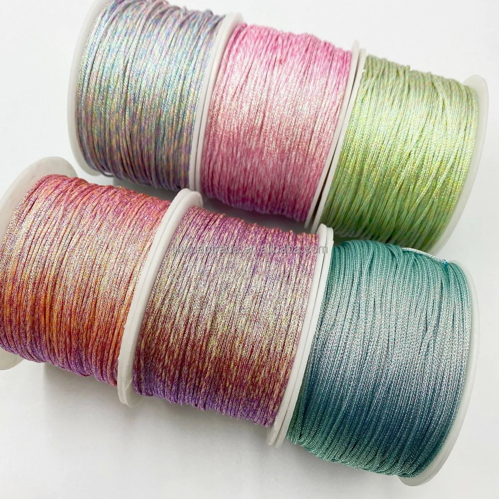 1mm Polyester Metallic Thread Bracelet DIY Jewelry String,Glitter Cord,Beading Wrap Yarn Beads Metallic Passing Cord