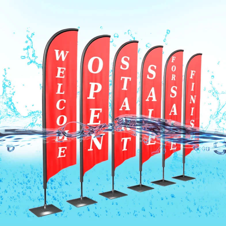 flying banner promotion custom printed advertising flag  knife type teardrop flag bow beach flag with base